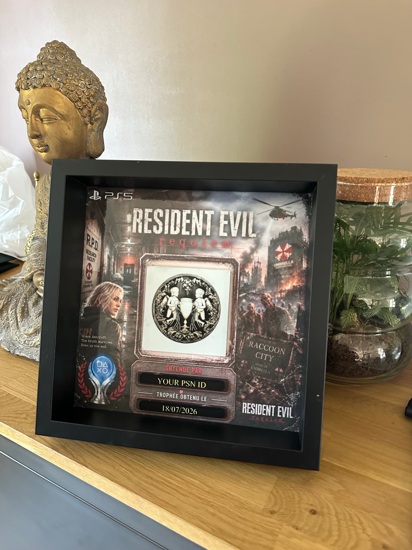 Cadre trophée platine résident evil requiem ps5